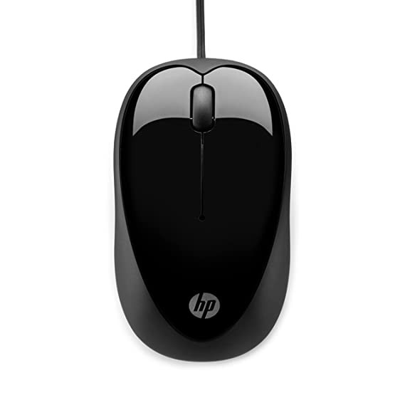 HP X1000 Wired USB Mouse with 3 Handy Buttons, Fast-Moving Scroll Wheel and Optical Sensor works on most Surfaces (H2C21AA, Black/Grey)
